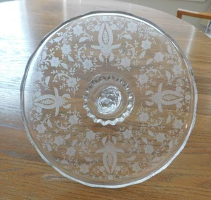 Vintage Viking PRELUDE etched glass cake stand Rippled edge 11 inch - Picture 1 of 7