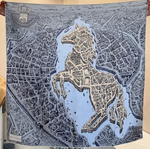 14 Momme Sarga Seda Bufanda Cuadrada Estampado Caballo Bandana 2 Cara Mantón 88X88cm Envoltura - Imagen 1 de 6
