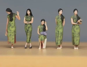 Figura pintada EY 1:64 modelo miniatura diorama arena Qipao belleza dama niña - Imagen 1 de 28