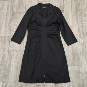 Lafayette 148 New York Dress Womens Size 14 Black Full Zip Ruched Bodice Career - Picture 1 of 10