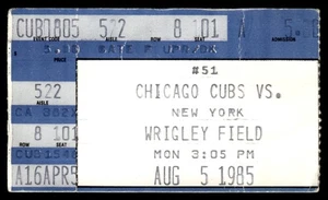 1985 Wrigley Field Ticket August 5 Cubs vs. New York #B - Bild 1 von 2