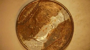 2005 P Roosevelt Dime Improper Annealed Alloy Planchet Copper Clad Layer Error - Picture 1 of 16