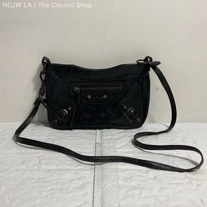 Balenciaga Paris The Hip Black Leather Crossbody Shoulder Bag Authentic - Picture 1 of 10