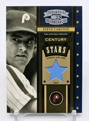 2004 Donruss Throwback Threads STEVE CARLTON Century Stars Materials Jersey /25 - Image 1 of 4