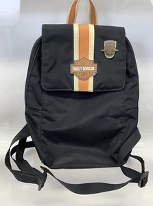 Harley-Davidson Rucksack Vintage Y2k Nylon Schwarz Tasche Gummi Logo mit HOG Pin - Bild 1 von 17