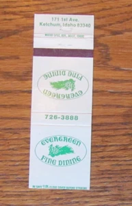 KETCHUM, IDAHO STREICHHOLZSCHACHTELHÜLLE: EVERGREEN RESTAURANT LEER STREICHHOLZHÜLLE -C - Bild 1 von 1