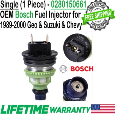 Genuine Flow Matched Bosch 1 Unit Fuel Injector for 1989-1997 Geo Metro 1.0L I3 Foto 1 de 4