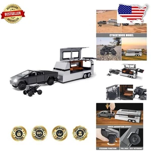 Diecast Cybertruck Toy with Motorcycle & RV: Perfect Gift for Young Adventurers - Picture 1 of 9