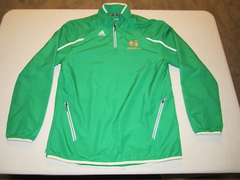 Norte Dame Fighting Irish Men's Adidas Green 1/4 Zip Up Athletic Jacket Size M Cover
