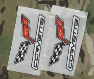 CORVETTE C-6 PERFORMANCE PARTS EMBROIDERED CHECKER FLAG LOGO stick-on 5" 2-PATCH - Picture 1 of 12