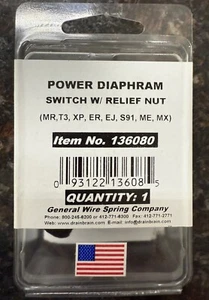 General Wire 136080 Power Switch Diaphragm with Relief Nut S91-605E For S91 NEW - Picture 1 of 2
