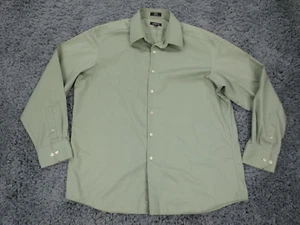 Claiborne Shirt Mens 18 Green Striped 100% Cotton Slim Fit Easy Care Button Up * - Picture 1 of 14