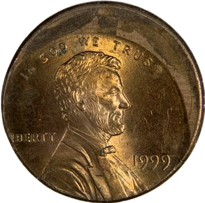 1999 P - Lincoln Cent 1c - Struck 20% Off Center - Mint Error - Image 1 of 2