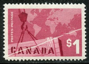 Canadá Scott 411 MNH VF-XF $1 Exportaciones Canadienses PREIMPRESIÓN PAPEL PLIEGUE ERROR - Imagen 1 de 3