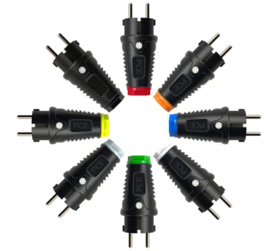PCE Schutzkontakt Stecker IP54 Vollgummi Zwei Erdungssysteme versch. Farben