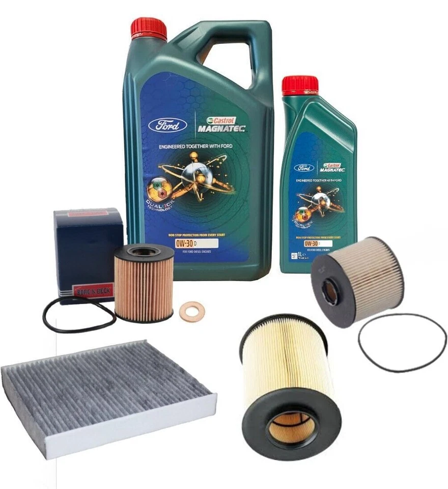 Ford Kuga 2L TDCi Service Kit Oil Air Cabin Diesel Filter 6L Genuine Castrol Oil - Image 1 of 1