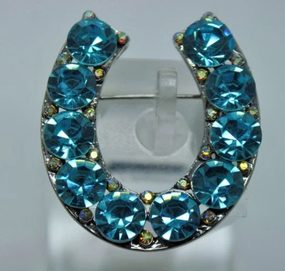 Urbanity Herradura Western Rodeo Estilo Azul/Claro Ab Moda Broche/Pin YD35 Foto 1 de 3