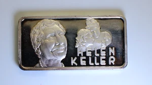 Escasa barra de arte de plata Helen Keller 1975 .999 HAM-623 Hamilton Mint, S/N 1263 - Imagen 1 de 3