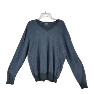 Massimo Dutti Mens Sweater Coton Cashmere XXL 44 VNeck Blue - Picture 1 of 9