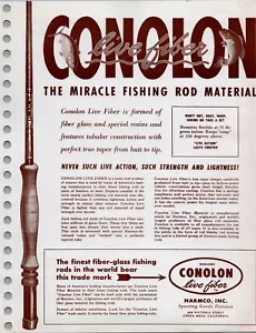 1950 Conoln Live Fiber Fishing Rods Old Fishing Rods Print Ad Costa Mesa, Calif - Picture 1 of 4