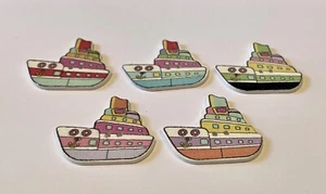 10 Wooden Cruise Ship Boat Buttons 30mm Wood Button D29-38 Aussie Seller - Picture 1 of 5