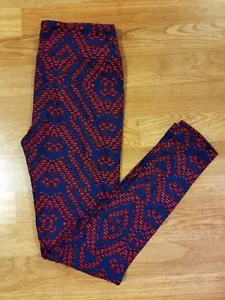 Leggings LuLaRoe OS rosso navy geometrico pelle di serpente TAGLIA UNICA stampa animalier 2-10 - Foto 1 di 4