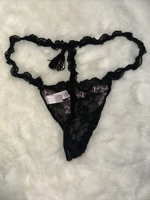 Antigo 02 Y2K Victorias Secret Malha de Renda Muito Sexy Bordada V Borla de Cordas Pequeno - Imagem 1 de 4