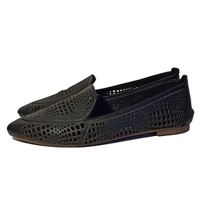 Diana Ferrari 39 8 Patric Black Leather Snake Print Cut Out Slip On Flat - Picture 1 of 10