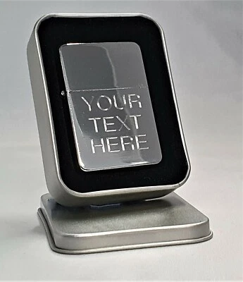 Engraved SILVER Personalised Star Petrol Lighter Birthday Christmas Gift