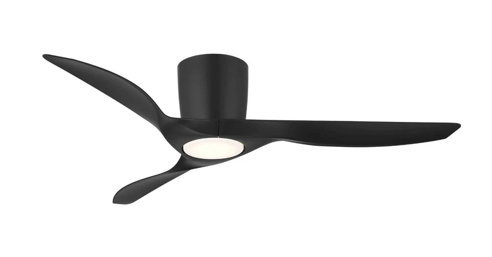52" Smart Flush Ceiling Fan 3 Blade Black Wind River Delta LED Light Remote - Image 1 of 1