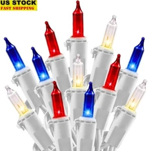 Patriotic Mini String Lights 100 Count Waterproof Indoor Outdoor Decor New - Picture 1 of 10