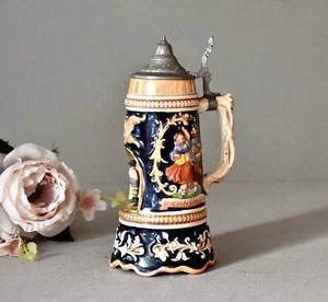 Ceramik Beer Mug Vintage Pottery Home Decor Beer Stein Rustic Musical Beer Mug - Picture 1 of 9