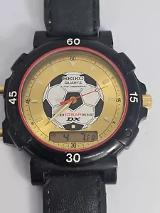 Vintage Rare 1990s Seiko DX V041-9131 A0 TK Football Japan 100M WR 40mm Watch - Picture 1 of 18