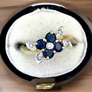 Anello in oro massiccio 9 kt con diamanti zaffiro 2,5 grammi - misura L - Foto 1 di 5