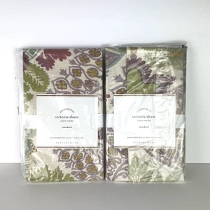 Pottery Barn Victoria Floral Multi Color Cotton Linen Standard Pair Pillow Shams - Picture 1 of 13