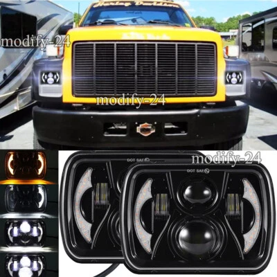 Par de faros LED cuadrados de 7x6" 5x7" pulgadas DRL aptos para Chevy C6500 C7500 Kodiak C8500 Foto 1 de 4