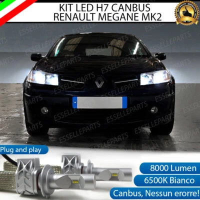 KIT LED H7 CANBUS RENAULT MEGANE MK2 CON LED 8000 LUMEN 80W 6500K BIANCO - Immagine 1 di 4