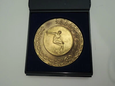 1968 Austria- Israel sport games Medal 59mm Bronze, Gold plated w/Box - Image 1 of 3
