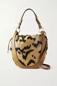 $900 ULLA JOHNSON Hilma canvas shoulder bag Bucket Jasper Animal Print - Picture 1 of 6
