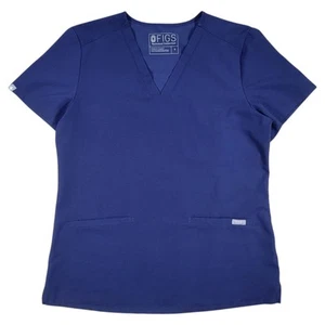 Figs Scrub Top Womens Size Small Navy Blue Casma Three Pocket Medical Work Shirt - Picture 1 of 9