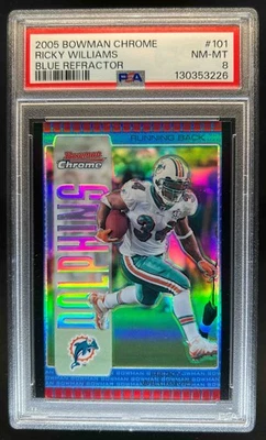 2005 Bowman Chrome Ricky Williams Blue Refractor #97/250 Dolphins PSA 8 - Image 1 of 2