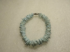 Vintage Puka Muschel Armband Aqua Blau 7,5" Lang Strand Schmuck - Bild 1 von 4