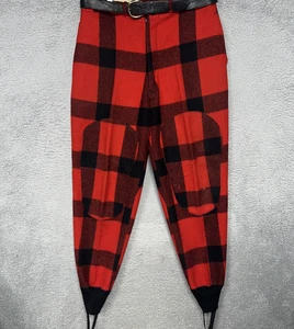 Vintage Woolrich Mackinaw Hose rot schwarz Büffel kariert Wolle Knie Patch Jagd USA - Bild 1 von 10