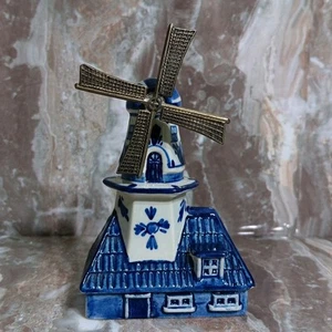 Mulino a vento Delft Holland dipinto a mano in ceramica e metallo 4" - Foto 1 di 8