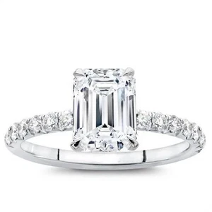 1.80 Ct Emerald Cut Lab Grown Engagement Proposal Ring 18K  Solid White Gold - Picture 1 of 4