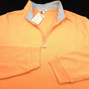 NEW! PETER MILLAR 1/4 ZIP SWEATER -XXL- ORANGE GRAY MESH COTTON MODAL POLY -GOLF - Picture 1 of 9
