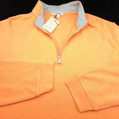 NEW! PETER MILLAR 1/4 ZIP SWEATER -XXL- ORANGE GRAY MESH COTTON MODAL POLY -GOLF - Image 1 of 4