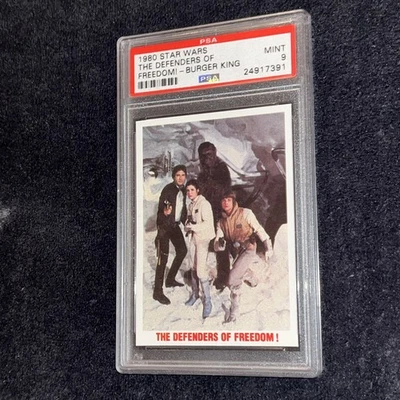 1980 Topps Card Burger Defenders Of Freedom Solo Leia Luke Chewy Star Wars PSA 9 - Image 1 of 3