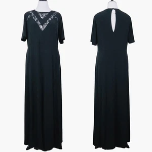 NWT ASOS CURVE Size 16 Maxi Dress V Neck Lace Flutter Sleeve Black - Picture 1 of 12