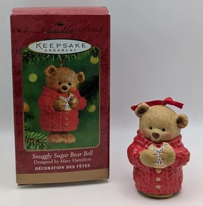 Snuggly Sugar Bear Bell 2001 Hallmark Porcelain Christmas Ornament - Picture 1 of 3
